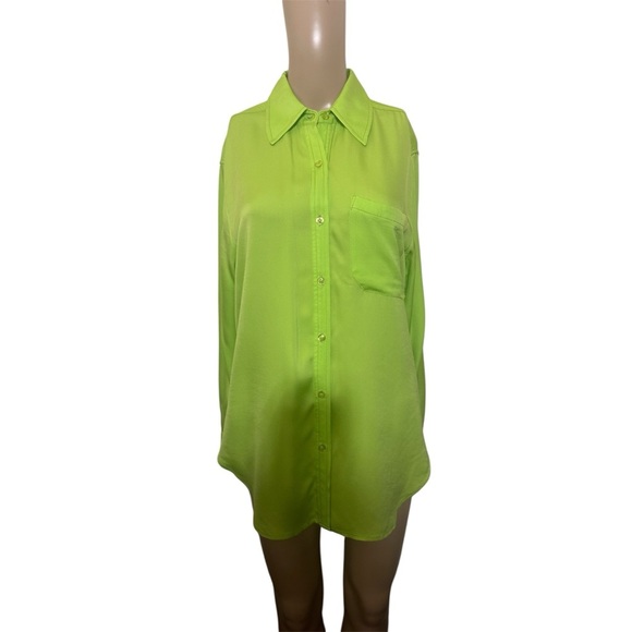 L'Academie Neon Green Button-Down Shirt - Picture 1 of 5